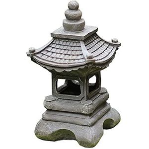 Pagode Stupa Lantaarn Outdoor Garden Stone Statue-Solar Waterproof Garden Sculpture Japanese Style Lantern Pagoda Solar Powered LED Outdoor Garden Decor,13.4inch