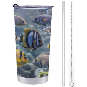 LHDGSJE Verschillende vis geïsoleerde beker herbruikbare roestvrijstalen mok reizen koffiemok lekvrij grote capaciteit auto beker geïsoleerde waterfles past in auto bekerhouder