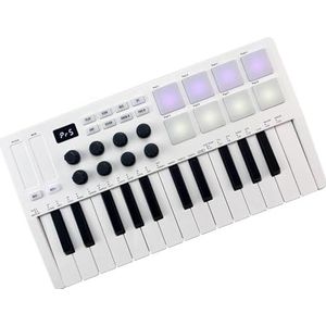 Mini USB-toetsenbordcontroller Met 25 Aanslaggevoelige Toetsen, 8 RGB-verlichte Pads En 8 Knoppen Draagbaar Keyboard Piano (Color : 01)