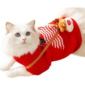 Kat trui | Kerststijl kittentrui met tas - Leuke kittenkleding, comfortabele hondenwinterkleding voor puppy, kat, huisdieren Artsim
