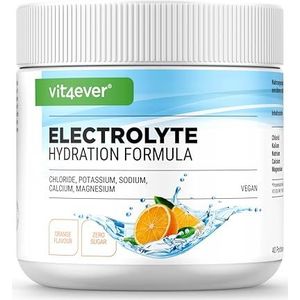 Elektrolyten - 200 g (40 porties) - Hydratatieformule met chloride, kalium, natrium, calcium, magnesium - Perfect voor sporters met vochtverlies - Zonder suiker - Veganistisch - Sinaasappel Smaak