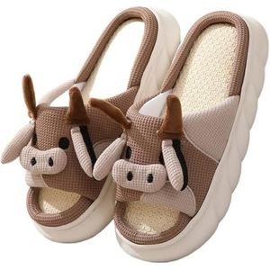 GSJNHY Open teen huisschoenen schattige dierenpantoffels voor vrouwen meisjes mode pluizige winter warme pantoffels vrouw huis slippers grappige schoenen, Koffie a, 34-35(21.5CM)