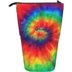 Evengigy tie dye regenboog print schattig etui met ritssluiting verstelbare standaard potloodhouder grappige make-up tas, Zwart, Eén maat, Tas Organizer