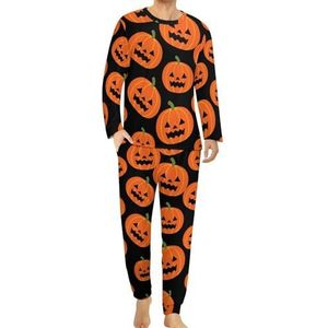 Halloween pompoen heren pyjama set lounge wear lange mouwen top en onderkant 2 stuk nachtkleding