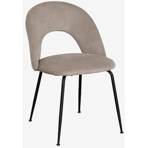 SKLUM Set van 2 eetkamerstoelen van corduroy Glorys Zwart Grijs – taupe – koel