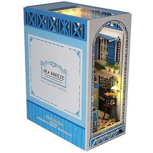 DIY Book Nook Kit Sea Breeze Houten Puzzel Boekenplank Insert Decor, Miniatuur Poppenhuis Model Kit voor Kinderen Volwassenen Gift