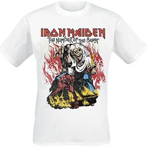 Iron Maiden Stylised Dancing Flames T-shirt wit L 100% katoen Band merch, Bands