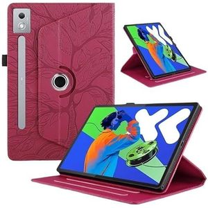 360 Roterende Stand Tablet Case Geschikt for Lenovo Xiaoxin Pad Pro 12.7inch 2025 TB-373FU TB-375FC PU Lederen Case(Red)