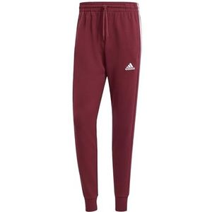 adidas Heren Essentials French Terry Tapered Cuff 3-Stripes Pants, Shadow Red, S