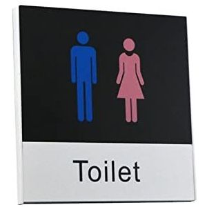 Toiletbord, aluminium badkamerplaat wandgemonteerd heren dames toiletsignalisatie, 200 * 200 mm openbare wasruimte indicator muur kleverig metaal