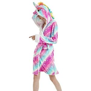 Woneart Dames badjas / ochtendjas met capuchon Robe Nachtkleding Dierenkostuums Pyjama Cosplay, Starry Sky Unicorn, M