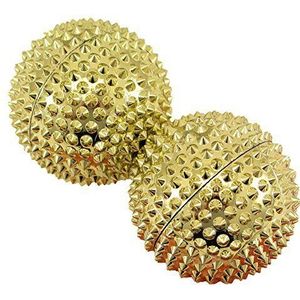 CHI-ENTERPRISE - Twee magnetische massageballen - klein | fasciaballen voor zelftherapeutische acupressuur behandeling | Inhoud: 2 egelballen in goud, elk 55 mm diameter & 474 acupressuurnaalden