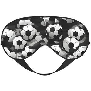 Zwart-wit Voetbal Patroon Print Comfortabele Oogmasker Ademend Verstelbare Mannen Vrouwen Lichtgewicht Reizen Yoga Werk