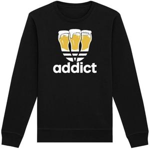 Sweatshirt Addict – uniseks – bedrukt in Frankrijk – 100% biologisch katoen – verjaardagscadeau Apéro origineel grappig, Zwart, M