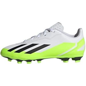 adidas X Crazyfast.4 uniseks-kind Football Shoes (Firm Ground), Ftwr White/Core Black/Lucid Lemon, 28.5 EU