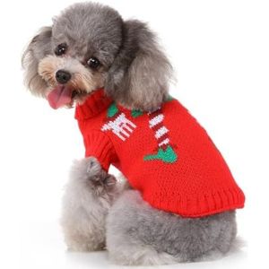 FOMIYES Warme Truien Flanellen Trui Truien Met Col Zachte Trui Gebreide Truien Hond Trui Hondensweaters Voor Kleine Honden Puppy Trui Gestreepte Truien Feest Hondendoek Hals Trui Baas Bot