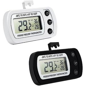 Waterdichte Digitale Koelkastthermometer Max/Min Opnamefunctie Met Haak(White and Black)