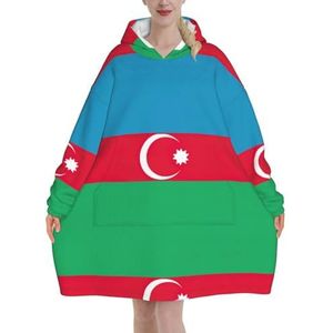 Oversized Vlag Van Azerbeidzjan Hoodies Vrouwen Uk Pluizige Deken Hoodie Sherpa Vrouwen Fleece Draagbare Deken Mannen