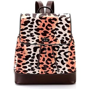 Leopard print modieuze gepersonaliseerde schooltassen boekentassen voor tiener, Meerkleurig, 27x12.3x32cm, Rugzak Rugzakken