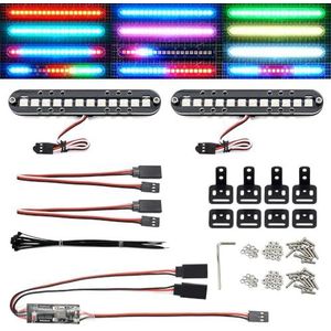 RC LED-lichtbalk Daklamp Koplamp Achterlichtset Bumperlicht Compatibel met Traxxas RC Auto Vrachtwagen Crawler Tamiya Losi HPI Rustler Axiale politielichten (100 mm 2 bar)