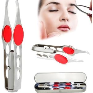kitteny pincet met licht, roestvrij stalen wenkbrauwpincet, haarafbraak-make-upgereedschap, 2 stuks