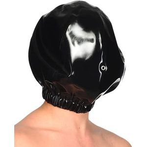 100% Latex Zwart Casual Cosplay Unisex Gezichtskap 0.4Mm