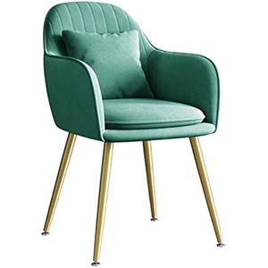GEIRONV 1 stks metalen benen eetkamerstoel, met kussen fluwelen keukenstoel for woonkamer slaapkamer appartement lounge stoel Eetstoelen (Color : Green)