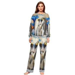 YOUJUNER Pyjama sets voor vrouwen, schattige pinguïn familie decor winter warme nachtkleding zomer loungewear set pyjama nachtkleding set, Meerkleurig, L