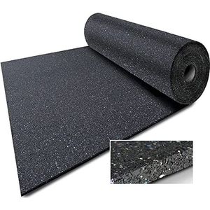Floordirekt - Stalmat van rubbergranulaat | eenvoudig te leggen | antislip, waterdoorlatend | ontlasting van gewrichten en een goede grip | 200 x 62,5 cm | dikte: 1 cm | zwart