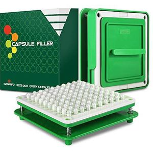 Wananfu Capsule vulmachine maat 000 met gedetailleerde instructies, 100 gaten, gebruik met gelatine of vegetarische lege capsules maat 000