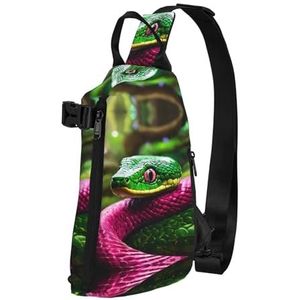 OdDdot Leuke Sneeuwman Print Crossbody Sling Bag Voor Vrouwen Mannen, Borst Tas Dagrugzak Voor Reizen Sport, Groene slang, Eén maat