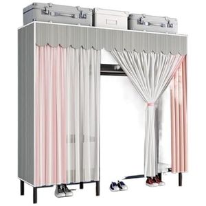 Kledingkast Garderobe Kast Heavy Duty Kledingrek Draagbare Kast Met Deksel Kledingrek Metalen Garderobe Kast Slaapkamer Kledingkast (Color : A, Size : 125 * 45 * 175cm)