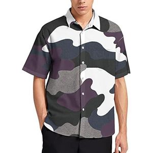 Paars Korrelig Digitaal Camo Hawaiiaans Shirt Voor Mannen Zomer Strand Casual Korte Mouw Button Down Shirts met Zak