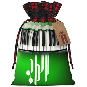 Groene en witte pianotoetsen Premium kerstgeschenkzakken, ideaal voor feestelijke evenementen - perfecte aanvulling op je kunst