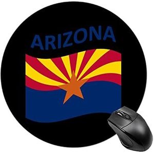 Vlag van Arizona ronde antislip muismat grappige bureaumat rubberen laptop schrijfmat voor gamer kantoor thuis