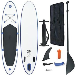 Stand Up Paddle Board Set SUP Surfboard Opblaasbaar Blauw en Wit
