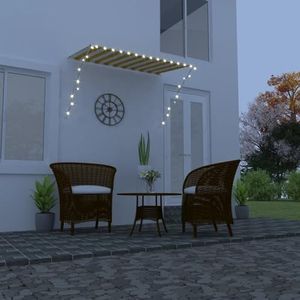 Tidyard Intrekbare luifel met LED Outdoor Zonnescherm, luifel, paviljoen, waterdicht, 250 x 150 cm, geel en wit