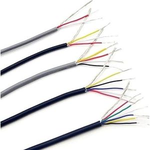 1M 26AWG Afgeschermde Draad Signaalkabel 2 3 4 5 6 7 Core PVC Geïsoleerde Kanaal Audio Hoofdtelefoon Koper controle Afscherming Draad UL2547(GRAY,1M_26AWG (6CORES))