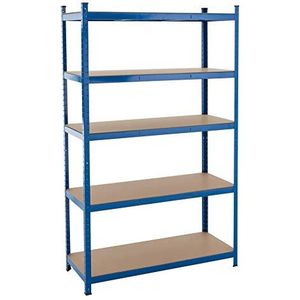 ESTEXO Opbergrek, steekrek, rek voor zware lasten, kelderrek, gegalvaniseerd, werkplaatsrek, werkbank, rek, blauw, 200 x 120 x 50 cm, 875 kg