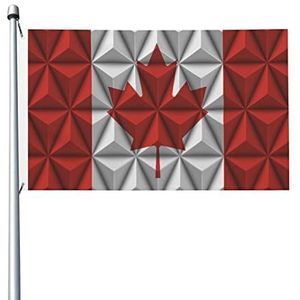Tuin vlag van Canada met veelhoek effect buiten/binnen vlag decoratie boerderij vlag 2 metalen oogjes indoor vlag, voor tuin, feesten, 90 x 150 cm