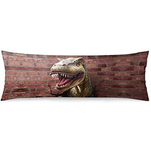 Dinosaurus door bakstenen muur lichaam kussensloop hoes lange kussensloop voor bed bank decor