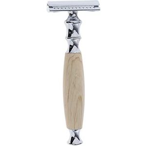Houten Handvat Dubbele Rand Veiligheid Scheermessen Snor Grooming Tool Beige 12,5 x 4,5 x 2,5 cm