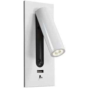 Wandlamp voor Binnen Draai Het Bedlampje, Leeslamp, Slaapkamer, Ingebed Leeslampje, LED-nachtkastjes, USB-poort Woonkamer Slaapkamer Hal(Size:White)