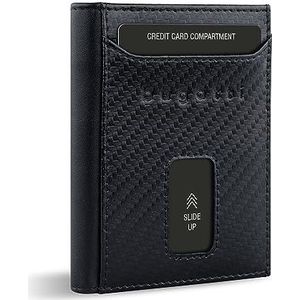 bugatti Secure Slim Mini Leren Portemonnee, RFID-bescherming, kaarthouder, carbon