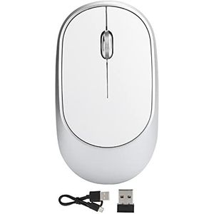 Optische Muis, DPI Verstelbare Draadloze Muis Oplaadbare 2,4 GHz Draadloze Optische Muis Computer Extern Apparaat met USB-ontvanger(Zilver)