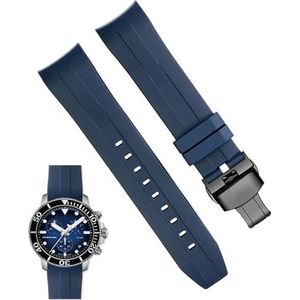 dayeer Waterdichte Siliconen Horloge Band Voor Tissot T120417 T120407 Quartz Wijzerplaat Sport Mannen Horloge Band Horlogeband (Color : Blue black, Size : 22mm)