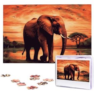 1000 stukjes puzzel voor volwassenen uitdagende puzzel voor spel nachten geschenken gepersonaliseerde foto puzzel zonsondergang olifant aangepaste houten puzzel voor familie, afgewerkte grootte 74,9