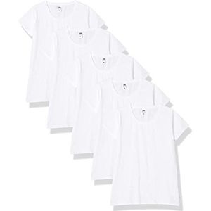 Fruit of the Loom Dames T-shirt Lady-fit Valueweight Tee, 5 Pack, Wit (Wit 30), L