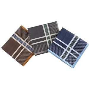 Geruite jacquard for heren Donkere zakdoek Park Bergrijden Kamperen Zweet Schoonvegen Draagbare zakhanddoek (Color : 3-piece style 2, Size : 43x43cm)