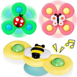 Zuignap Spinner Speelgoed voor 1 Jaar Oude Jongen, Spinning Top Baby Speelgoed 12-18 Maanden, Eerste Kerst Verjaardag Baby Cadeaus voor 1 Jaar Oud Meisje, Reizen Sensorisch Speelgoed voor Peuters 1-3